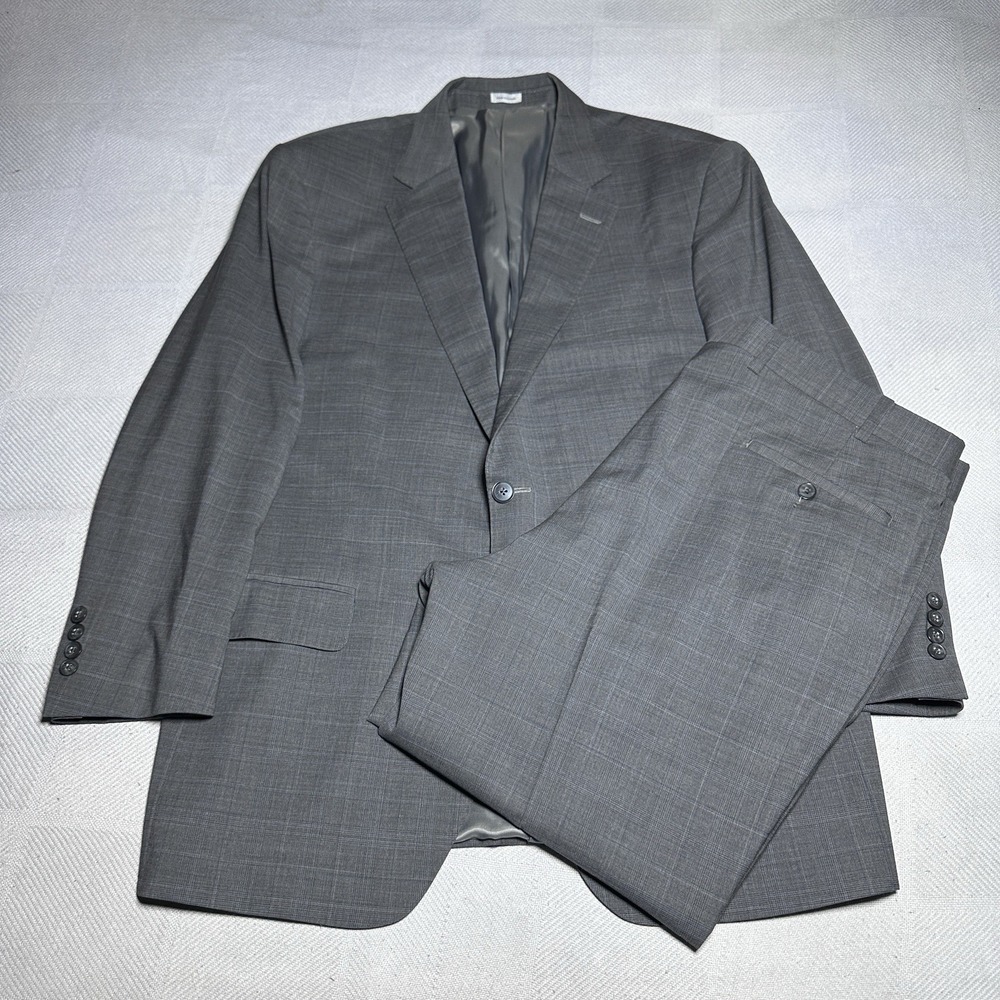 Peter Millar Suit Mens 46R 40x26.5 Wales Glen Plaid Gray Two Button Jacket
